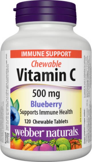 Vitamín C 500 mg cmúľajúci, čučoriedka Webber Naturals | výživový doplnok | vitamín