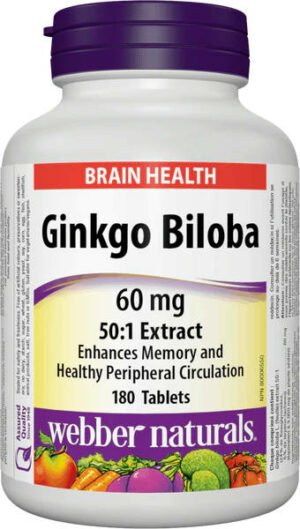 Ginkgo Biloba 60 mg Webber Naturals | výživový doplnok | vitamín