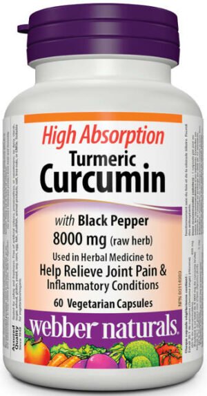 Kurkuma (kurkumín) s čiernym korením 8000 mg Webber Naturals | výživový doplnok | vitamín