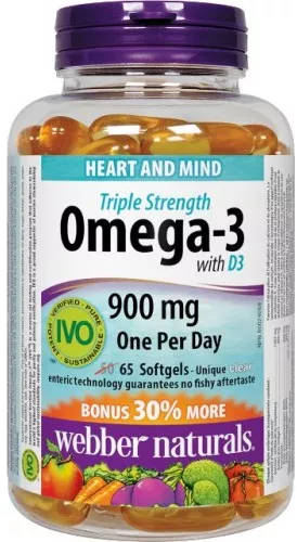 Omega-3 trojitá sila s vitamínom D3 BONUS Webber Naturals | výživový doplnok | vitamín