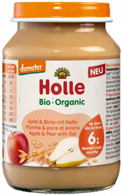 Holle Bio Detská výživa (príkrm) jablko, hruška a ovos od 6. mesiaca 190g