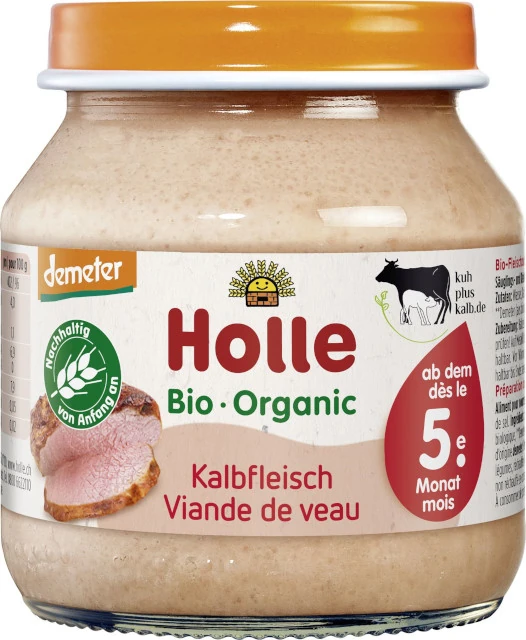 Holle Bio Detská výživa (príkrm) teľacie mäso od 5. mesiaca 125g