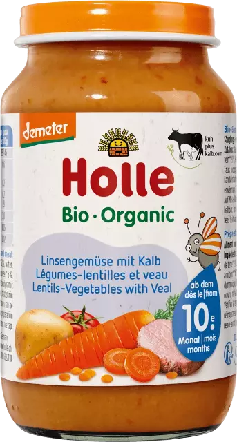 Holle Bio Detská výživa (príkrm) zelenina, šošovica a teľacie mäso od 10. mesiaca 220g