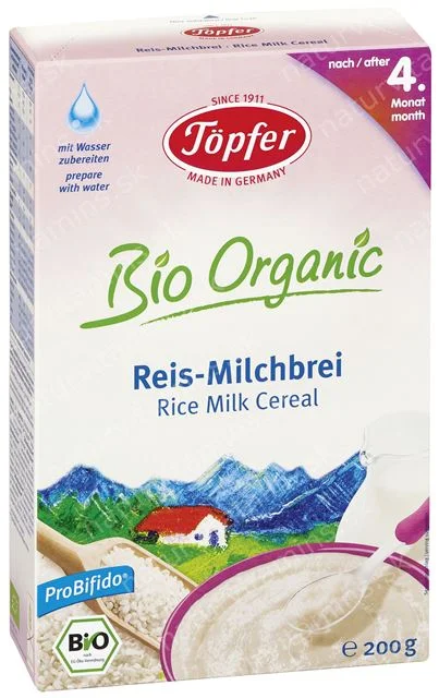 Detská BIO ryžová kaša mliečna od 4. mesiaca Topfer