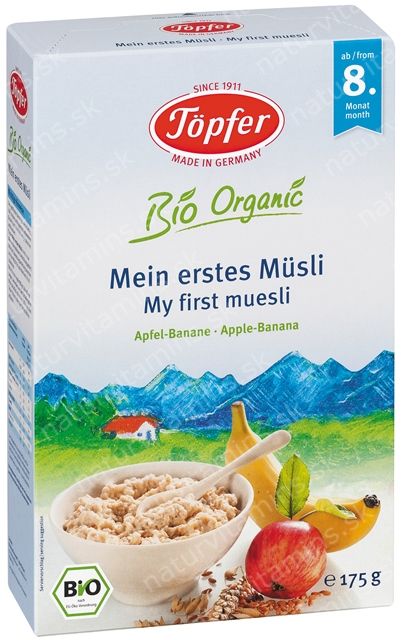 Detská BIO moja prvá müsli kaša jablko-banán od 8. mesiaca Topfer