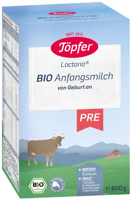 Topfer Bio Lactana Pre počiatočné dojčenské mlieko, výživa od narodenia vhodná na dokrmovanie