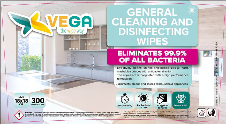 Antibakteriálna dezinfekcia / vlhčené utierky 300x | Vega Wipes