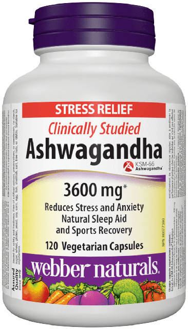 Ašvaganda (Ashwagandha) KMS-66 300 mg Webber Naturals | výživový doplnok | vitamín