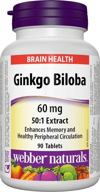 Ginkgo Biloba 60 mg Webber Naturals | výživový doplnok | vitamín