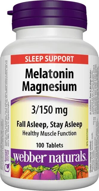 Melatonin, Horčík 3/150 mg Webber Naturals | výživový doplnok | vitamín