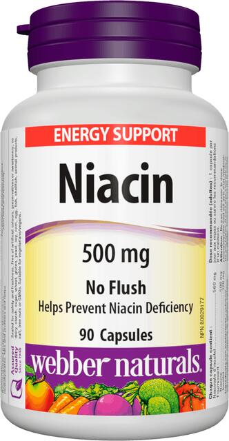 Niacín 500 mg nealergický (Vitamín B3) Webber Naturals | výživový doplnok | vitamín