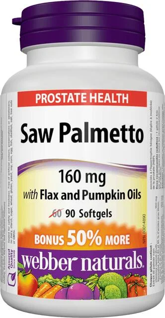Saw Palmetto (Prostata) 160 mg, ľanový a tekvicový olej Webber Naturals | výživový doplnok | vitamín