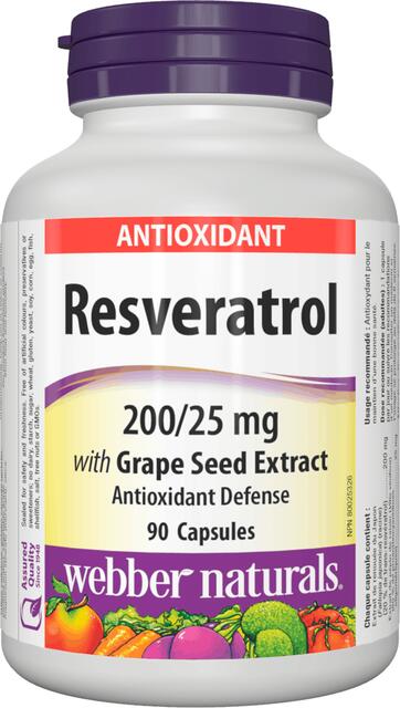 Resveratrol s extraktom z hroznových semien 200/25 mg Webber Naturals | výživový doplnok | vitamín