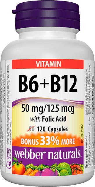 Vitamín B6, B12 a kyselina listová Webber Naturals | výživový doplnok | vitamín