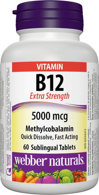Vitamín B12 5000 mcg (Metylcobalamin) Webber Naturals | výživový doplnok | vitamín