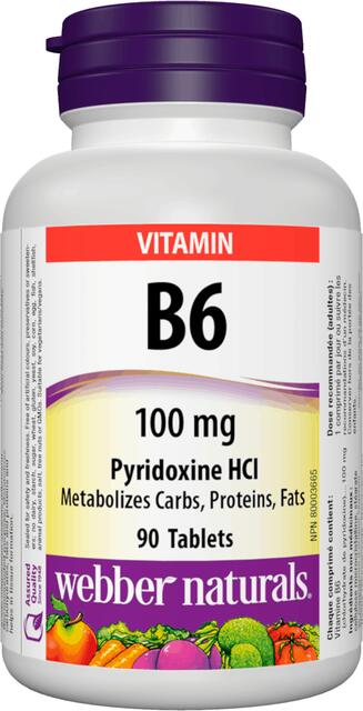 Vitamín B6 (pyridoxín) 100 mg Webber Naturals | výživový doplnok | vitamín