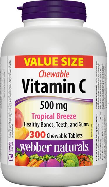 Vitamín C 500 mg cmúľajúci, tropický vánok Webber Naturals | výživový doplnok | vitamín